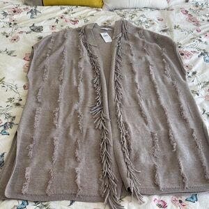 J. Jill Elements Fringe Beige Cardigan, NWT XL